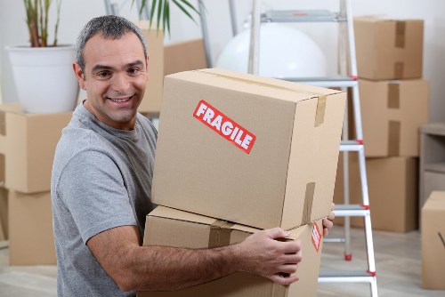 Packed storage boxes and furniture prepared for long-term storage