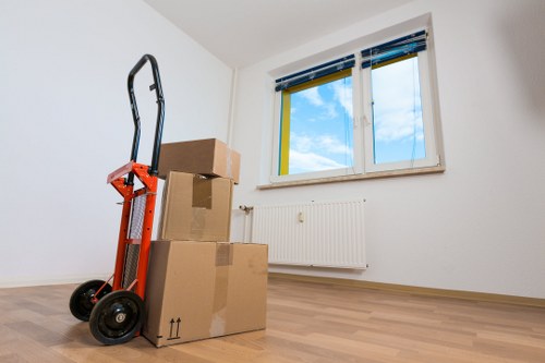 Packing and labelling office equipment for a move in Winchmorehill